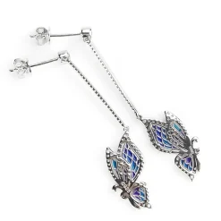 Sterling Silver Enamel Butterfly Necklace with Swarovski Crystal Top of the Line!