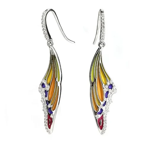 Sterling Silver Enamel Butterfly Necklace with Swarovski Crystal Top of the Line!