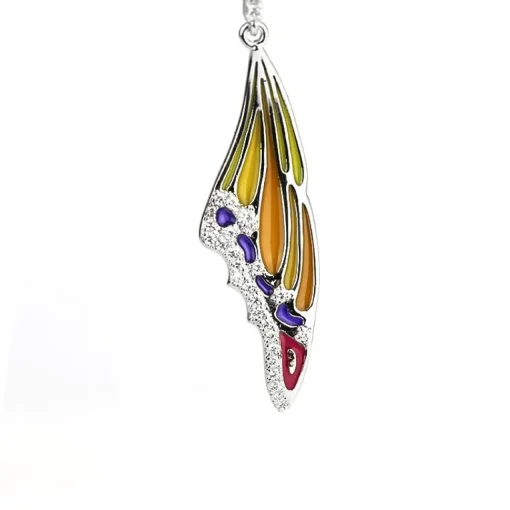 Sterling Silver Enamel Butterfly Necklace with Swarovski Crystal Top of the Line!