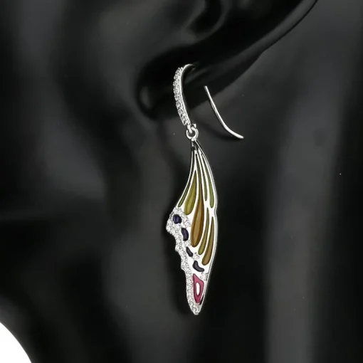 Sterling Silver Enamel Butterfly Necklace with Swarovski Crystal Top of the Line!