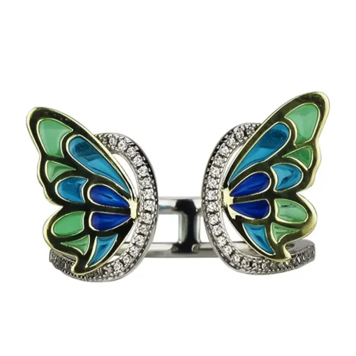 Sterling Silver Enamel Butterfly Necklace with Swarovski Crystal Top of the Line!