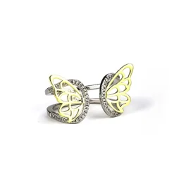 Sterling Silver Enamel Butterfly Necklace with Swarovski Crystal Top of the Line!