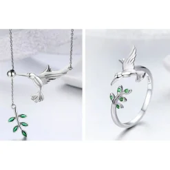 Sterling Silver Hummingbird Jewelry: Necklace, Earrings, Ring or SET!