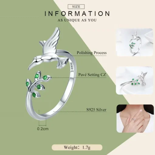 Sterling Silver Hummingbird Jewelry: Necklace, Earrings, Ring or SET!
