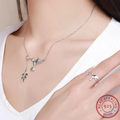 Sterling Silver Hummingbird Jewelry: Necklace, Earrings, Ring or SET!