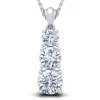 3 Stone Graduated Moissanite Sterling Silver Necklace