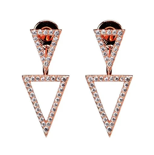 Stunning High End Layered "V" Necklace and Earrings in Sterling Silver with 5A Cubic Zirconia