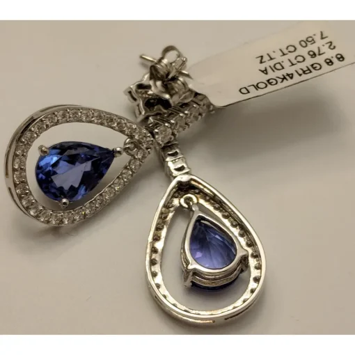 Tanzanite and Diamond Earrings, 14K Gold, Gorgeous and Rare 8ctw Tanzanite & Diamonds in 14K Gold