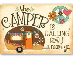 The Camper is Calling - Metal Sign Made in the USA
