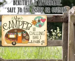 The Camper is Calling - Metal Sign Made in the USA