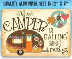 The Camper is Calling - Metal Sign Made in the USA