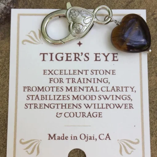 Tiger's Eye Crystal Heart Pet Charm Healing Crystals