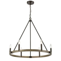 Transitions 6-Lght Chandelier Rustic Aspen Finish