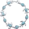 Turtles Larimar Sterling Silver Bracelet