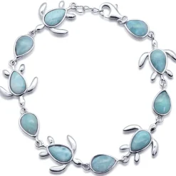 Turtles Larimar Sterling Silver Bracelet