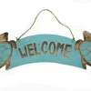 Two Turtle Hand Carved Wooden Welcome Sign Shabby Beach Decor