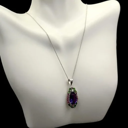 Unique Multi-Gemstone Pendant in Sterling Silver