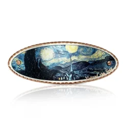 Van Gogh Almond Blossom and Sunflower Copper Barrettes, Handmade in the USA