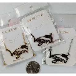 Vegan Stainless Steel Necklace & Ring in Silver, Gold and Rose Gold Tone, Great Gift! Great MESSAGE!