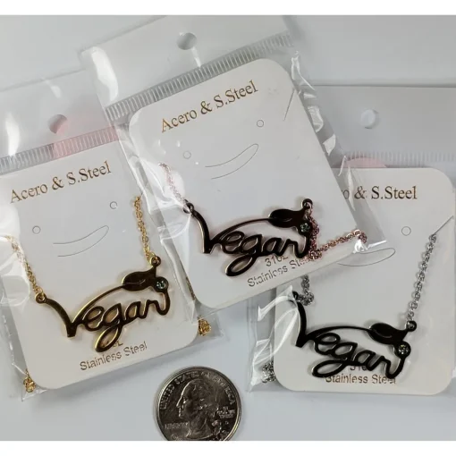 Vegan Stainless Steel Necklace & Ring in Silver, Gold and Rose Gold Tone, Great Gift! Great MESSAGE!