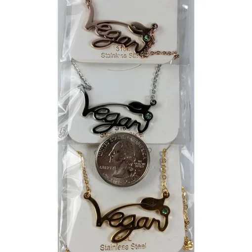 Vegan Stainless Steel Necklace & Ring in Silver, Gold and Rose Gold Tone, Great Gift! Great MESSAGE!