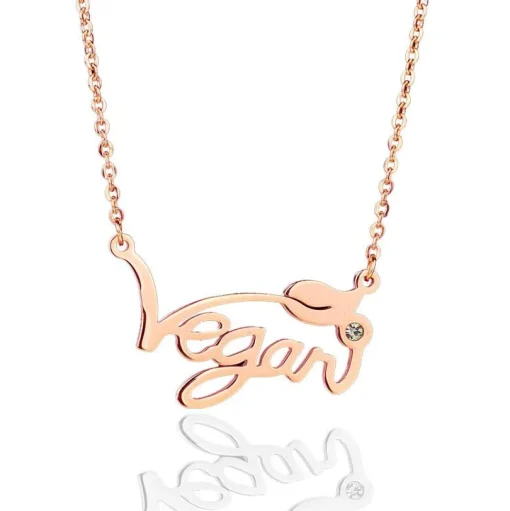 Vegan Stainless Steel Necklace & Ring in Silver, Gold and Rose Gold Tone, Great Gift! Great MESSAGE!