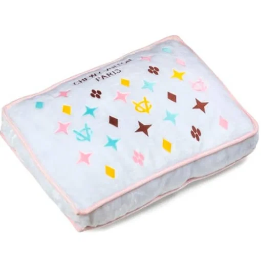 White Chewy Vuiton Paris Funny Parody Pet Bed Soft Comfortable Bed for Pets