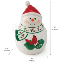 Winterberry Snowman & Cardinal 10In Cookie Jar Gift Box Pkg Fitz and Floyd® Mikasa® Pfaltzgraff®