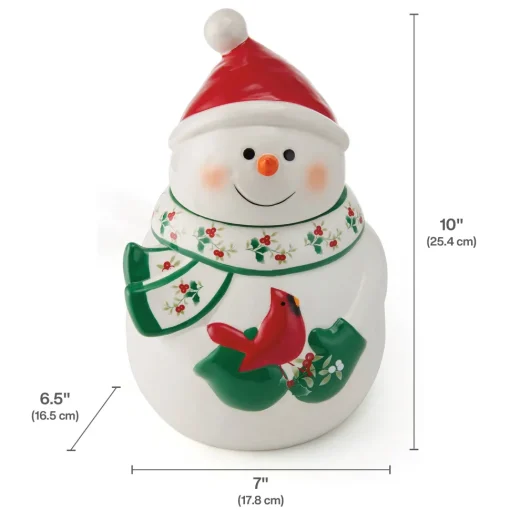 Winterberry Snowman & Cardinal 10In Cookie Jar Gift Box Pkg Fitz and Floyd® Mikasa® Pfaltzgraff®
