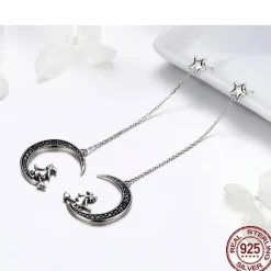Witch in Moon Sterling Silver Ring and Earrings