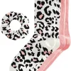 Women's Crew Socks & Scrunchie Set Jenni 2 Pair Leopard and Pink