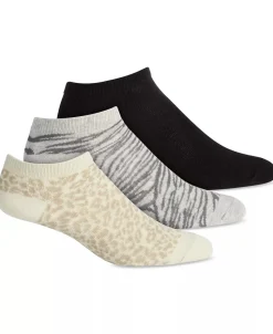 Women's No Show Socks Jenni 3pr Animal Print Super Soft Neutral Colors