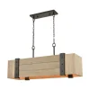 Wooden Crate 5-Lght Islandw/Slatted Wood Shade