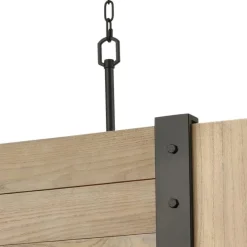 Wooden Crate 5-Lght Islandw/Slatted Wood Shade