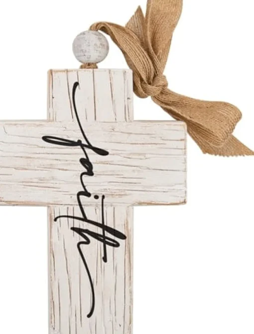 Wooden Look "Faith" Cross Decor by P Graham Dunn