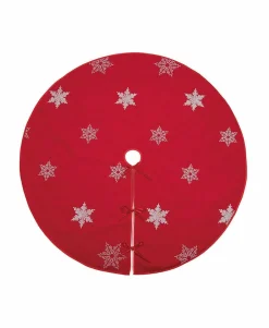 Xia Home Fashions Glisten Snowflake Embroidered Christmas Tree Skirt, 56