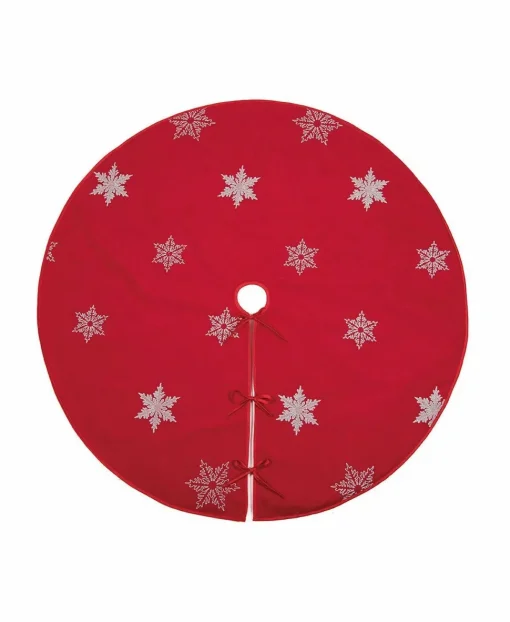 Xia Home Fashions Glisten Snowflake Embroidered Christmas Tree Skirt, 56" Round