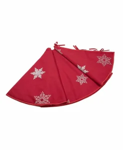 Xia Home Fashions Glisten Snowflake Embroidered Christmas Tree Skirt, 56