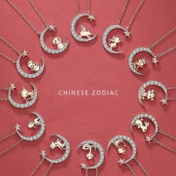 Zodiac Baby Animal Necklaces-Chinese Zodiac Cute Rose Gold Plated Sterling Silver