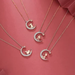 Zodiac Baby Animal Necklaces-Chinese Zodiac Cute Rose Gold Plated Sterling Silver